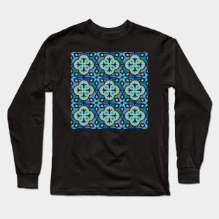 Moroccan Tile in Blue Hues Long Sleeve T-Shirt